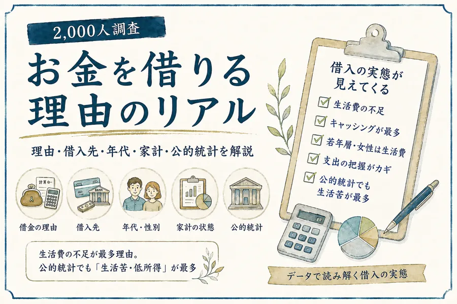 2,000人調査「お金を借りる理由のリアル」|借金の理由は生活費の不足が最多
